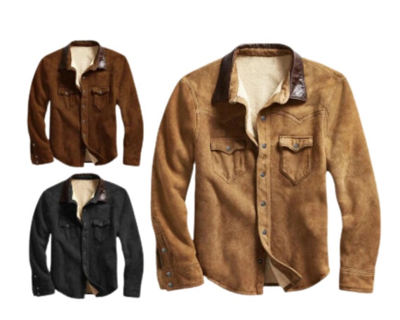 Mens suede leather shirt jacket new arrivals