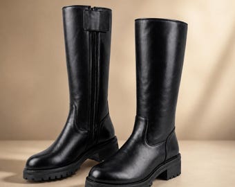 Darth Vader Black Leather Boots | Sith Lord Cosplay Shoe | 501st Legion Sci-Fi Costume Footwear