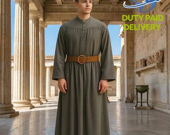 Túnica de algodón renacentista de monje / Disfraz de sacerdote medieval para cosplay / Traje para juegos de rol en vivo de Halloween