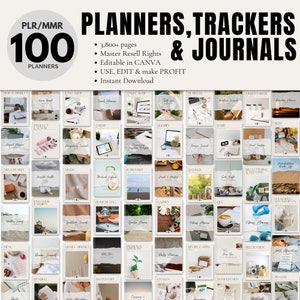 PLR Digital Planner, PLR Journal Tracker Template, Canva Editable Template, Resell Rights Digital Product, MRR Done For You, Commercial Use