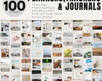 PLR Digital Planner, PLR Journal Tracker Template, Canva Editable Template, Resell Rights Digital Product, MRR Done For You, Commercial Use