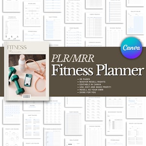 PLR Fitness planner, Master Resell Rights, Plr planner, PLR Digital products, Resell Planner, Plr templates, MRR, Canva templates, Fitness