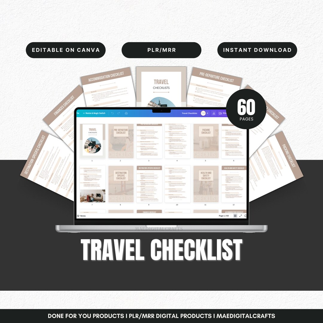 Label Review Checklist Ultimate Travel Checklists With Master Resell Rights, Travel Blogger ...
