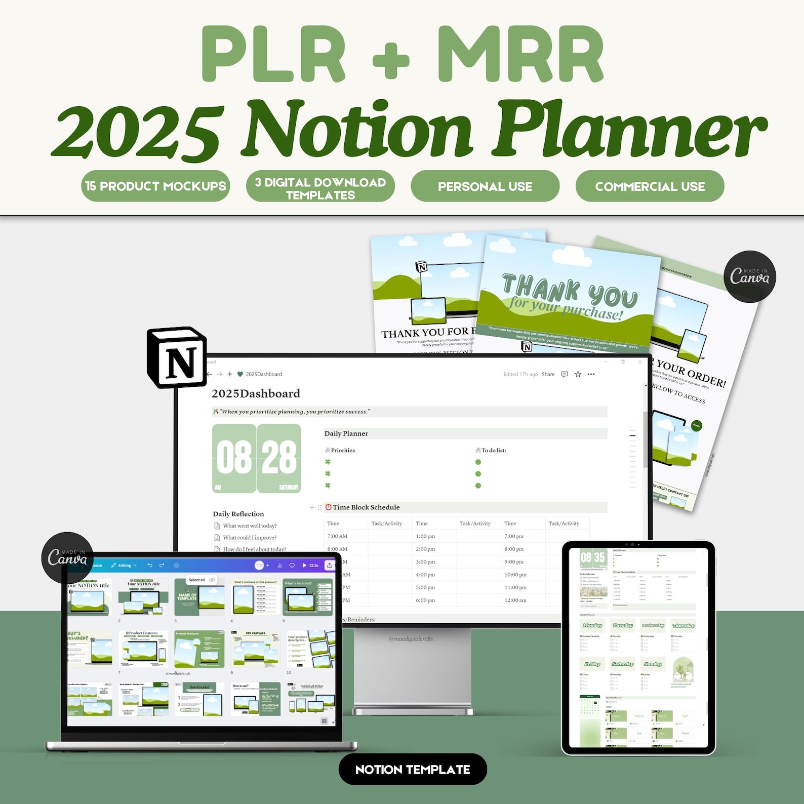 2025 Notion Planner Template PLR + MRR | Digital Product for Etsy ...