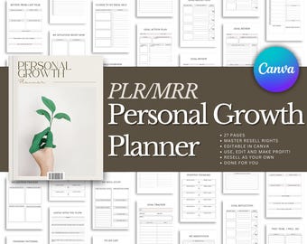 PLR Personal Wachstumsplaner, Master Wiederverkaufsrechte, Plr Planer, PLR Digitale Produkte, Resell Planner, Plr Vorlagen, MRR, Canva Vorlagen
