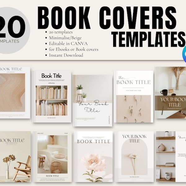 Book Cover Template Beige Theme | eBook cover Digital Book Cover Canva Template book cover design ebook cover design 20 book designs Canva