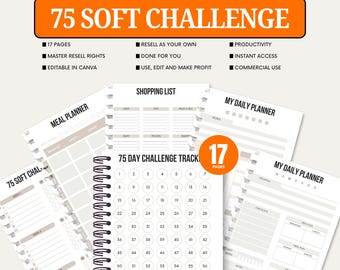 PLR 75 Soft Challenge, Master Resell Rights, Plr planner, PLR Digital products, Resell Planner, Plr templates, MRR, Canva templates, Dfy