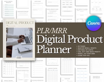 PLR Digital Product planner, Master Resell Rights, Plr planner, PLR Digital products, Resell Planner, Plr templates, MRR, Canva templates