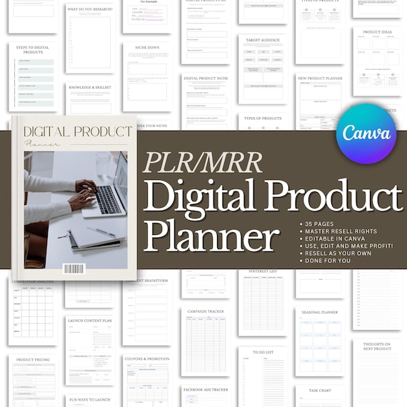 PLR Digital Product planner, Master Resell Rights, Plr planner, PLR Digital products, Resell Planner, Plr templates, MRR, Canva templates