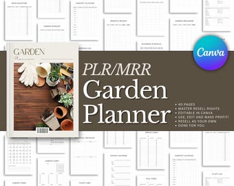 PLR Garden planner, Master Resell Rights, Plr planner, PLR Digital products, Resell Planner, Plr templates, MRR, Canva templates