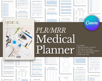 PLR Medical planner, Master Resell Rights, Plr planner, PLR Digital products, Resell Planner, Plr templates, MRR, Canva templates, Printable