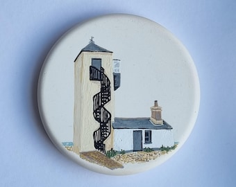 The Aldeburgh Lookout. Handpainted on a ceramic stone, Framed art
