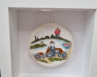Thorpness Meare, handpainted on a ceramic disc