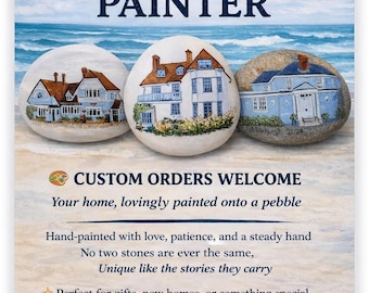 Your home painted onto a pebble, (Images shown are EXAMPLES ONLY)  Framed or Unframed gift, keepsake