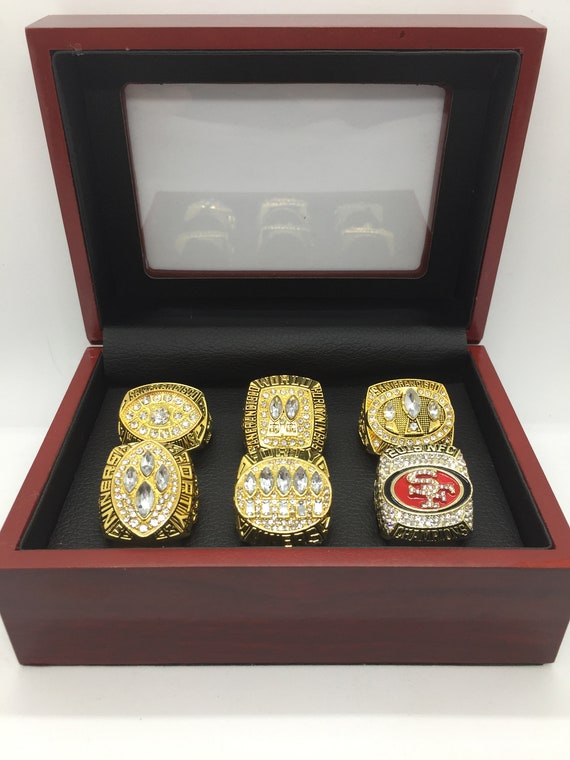 Juego de anillos de campeonato de 6 piezas de los San Francisco 49ers con caja expositora de madera Etsy Espana
