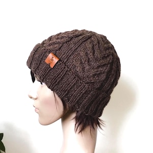 Bonnet en laine d&#39;alpaga tricoté à la main : style pêcheur côtelé