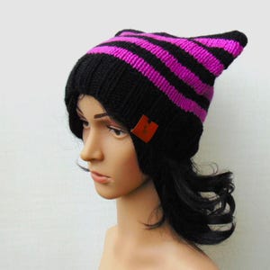 Neon Violet Cat Hat Pussyhat Cat Ear Beanie Sweet Hat Hand Made Winter Beanie Woman Emo Winter Cap Gift Girl Kitty Cap Cat Ears Beanie Woman