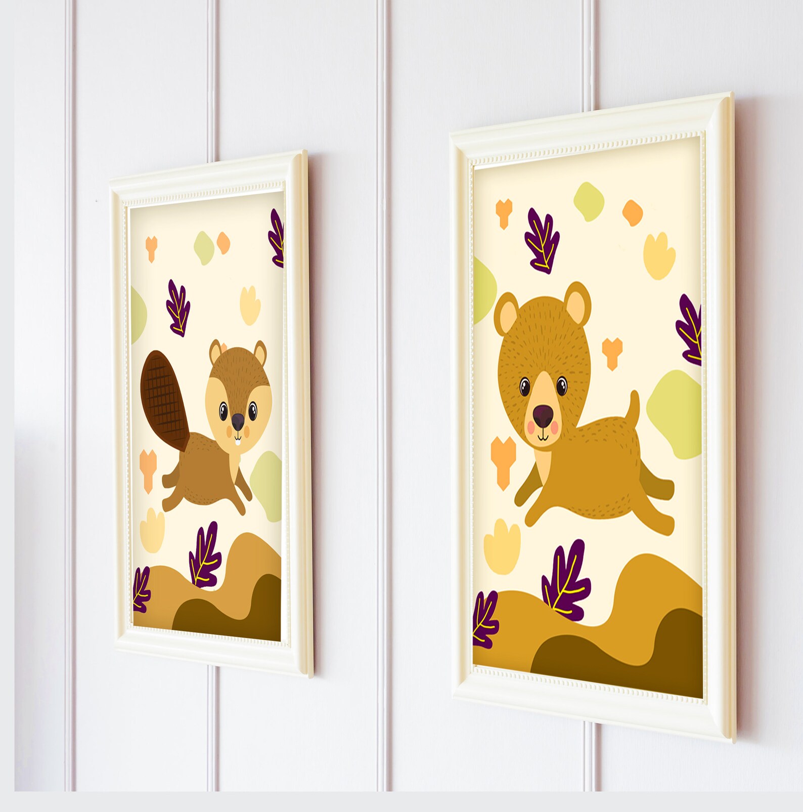 A3 Cute Animal Posters, Bear Poster, Squirrel Poster, Posters for Wall