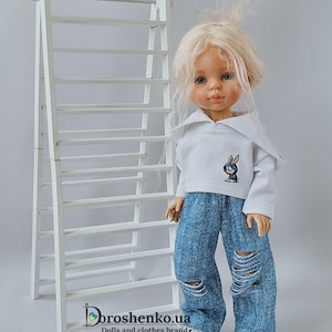 Paola Reina doll sport outfit, Clothes for doll, Little Darling doll mohair WIG Fiery black hear doll 8&quot; 1/4 bjd Meadow Dumpling 20-23 sm