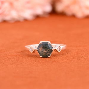 Moss Agate Ring, Silver Ring, Handmade Ring, Engagement Ring, Silver Gemstone Ring, Anniversary Gift, Gift For Her, Gift For Love
