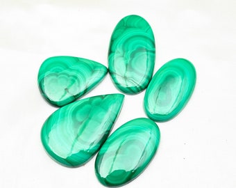 Malachite de qualité supérieure, malachite naturelle, cabochon de malachite, malachite verte, pierre pour fabrication de bijoux, 44 x 28 x 5-42 x 22 x 5 mm 315 carats