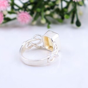 Natural Citrine Ring Sterling Silver Ring November Birthstone Anniversary Gift for Her Vintage Style Crystal Gemstone Jewelry Gift for Her