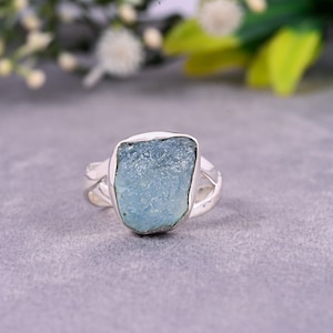 Natural Aquamarine Ring Raw Aquamarine Ring, Handmade Ring, Silver Ring, Statement Ring, Anniversary Ring, Birthday Gift Ring, Gift for Her,