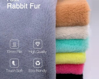 Faux Rabbit Fur Fabric, 10mm Pile Plush Polyester
