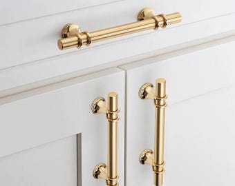 Manijas de puerta modernas de aleación de zinc negro y dorado para gabinetes de cocina, pomos de cajón sólidos, herrajes modernos para muebles.
