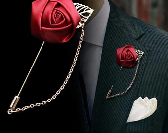 Rosen Blumen Brosche: Goldenes Blatt Revers, Hochzeit Boutonniere