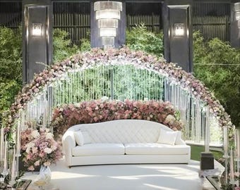Exquisite semi-arc wedding arch large size stainless steel decorative background frame flower stand romantic event essential
