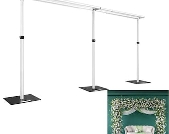 Wedding Backdrop Stand Adjustable Double Crossbar Pipe Ceremony Curtain / Flower Wall Background Aluminum Stand Big Size