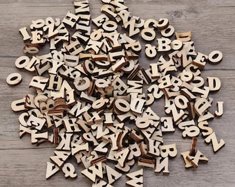 100Pcs Mixed Wooden A Z Letters Wooden Numbers Letters Wood Letters for DIY Craft Wedding Party Home Decoration(English Letter)