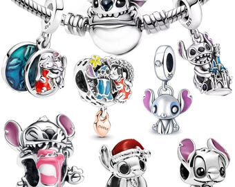 Disney Lilo & Stitch Charm, 925 Silver Bead with Zircon