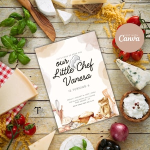 Cooking Class Invitation - Fun Bake Off Birthday Party, Our Little Chef Printable Digital Invite, Editable Template
