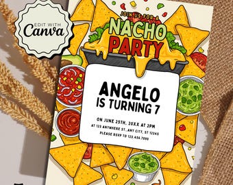Nacho Birthday Invite Template – Fiesta Birthday Party Invitation, Mexican Theme Digital Invite, Time to Fiesta Birthday Invite