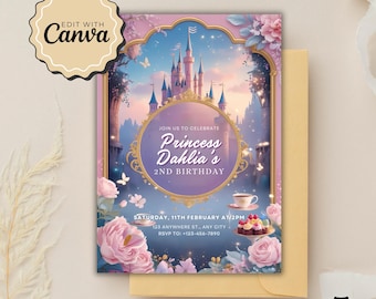 Princess Tea Party Invite | Magical Invitation for Kids' Birthdays & Fairy Tale Celebrations, Printable Party Invite, Princess Theme Invite