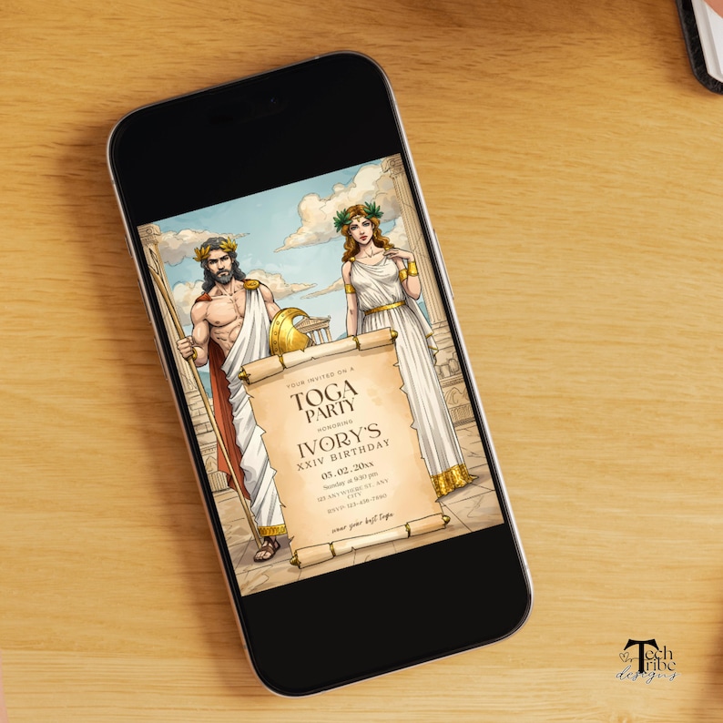 Toga Party Invitation Editable Template - Ancient Rome & Greece ...