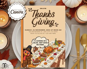 Funny Thanksgiving Invite, Humorous Thanksgiving Invitation, Funny Friendsgiving Invite, Thanksgiving Dinner Invites Funny Printable Invite