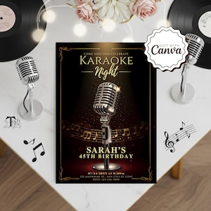 Karaoke Night Invitation, Karaoke Party Invite, Karaoke Birthday Printable, Editable Karaoke Night Flyer, Singing Theme Birthday Invite