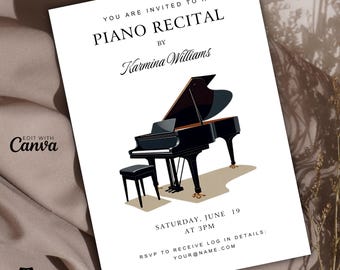 Piano Recital Invitation, Recital Invitation, Music Recital Invitation, Piano Recital Printable Party Invitation, Digital Party Invite
