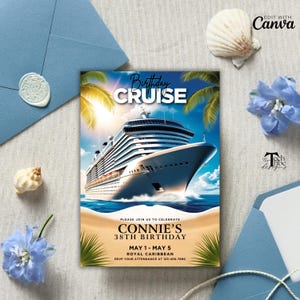 Invitation de bateau de croisière | Anniversaire de croisière imprimable et invitation de mariage, invitation de fête de yacht, invitation de croisière de carnaval, invitation de partie imprimable