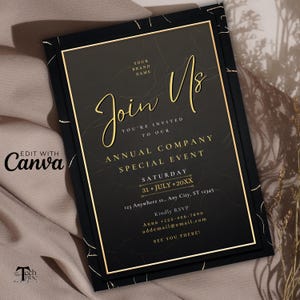 Plantilla de invitación para aniversario de empresa / Invitación a cenas empresariales y corporativas, Invitación a reuniones empresariales, Invitación a aniversarios empresariales