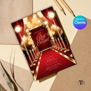 Red Carpet Invite, Red Carpet Birthday Invitation, Hollywood Theme Invite, Hollywood Party Invite Printable Party Invitation