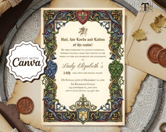 Medieval Invite - Printable Medieval Party Invitation, Digital Renaissance Invite, Customizable & Unique Party Invite