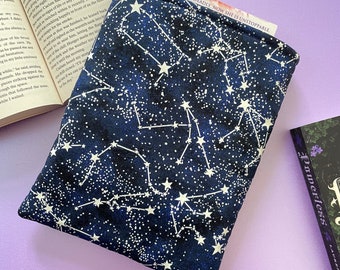 Constellation Book Sleeve // Glow in the Dark Book Sleeve, Padded Book Pouch, Bookish Gifts, Book Accessories, Celestial Book Sleeve