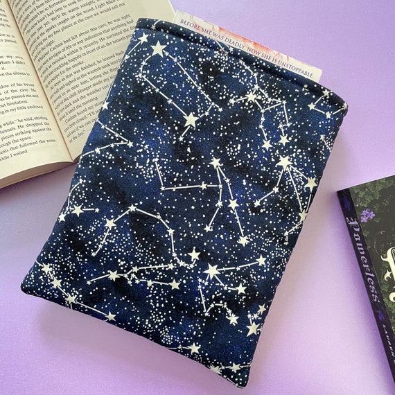 Constellation Book Sleeve // Glow in the Dark Book Sleeve, Padded Book Pouch, Bookish Gifts, Book Accessories, Celestial Book Sleeve