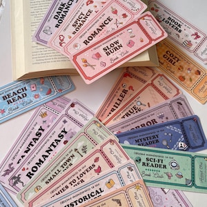 Genre Ticket Bookmark, Book Club Gift, Reader Gift
