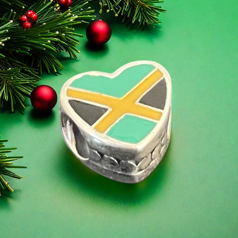 Pandora Heartshaped Jamaica Flag Charm,bead Charms,charms for