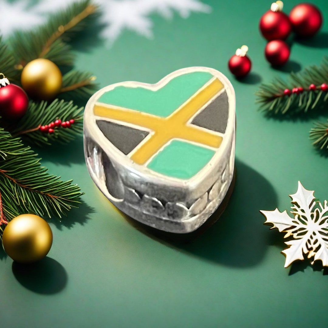 Pandora Heartshaped Jamaica Flag Charm,bead Charms,charms for